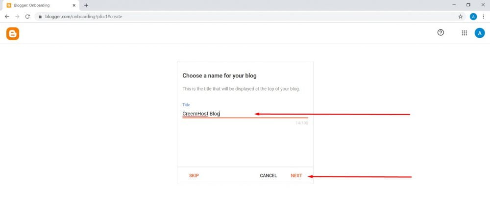 Create blog on google blogger